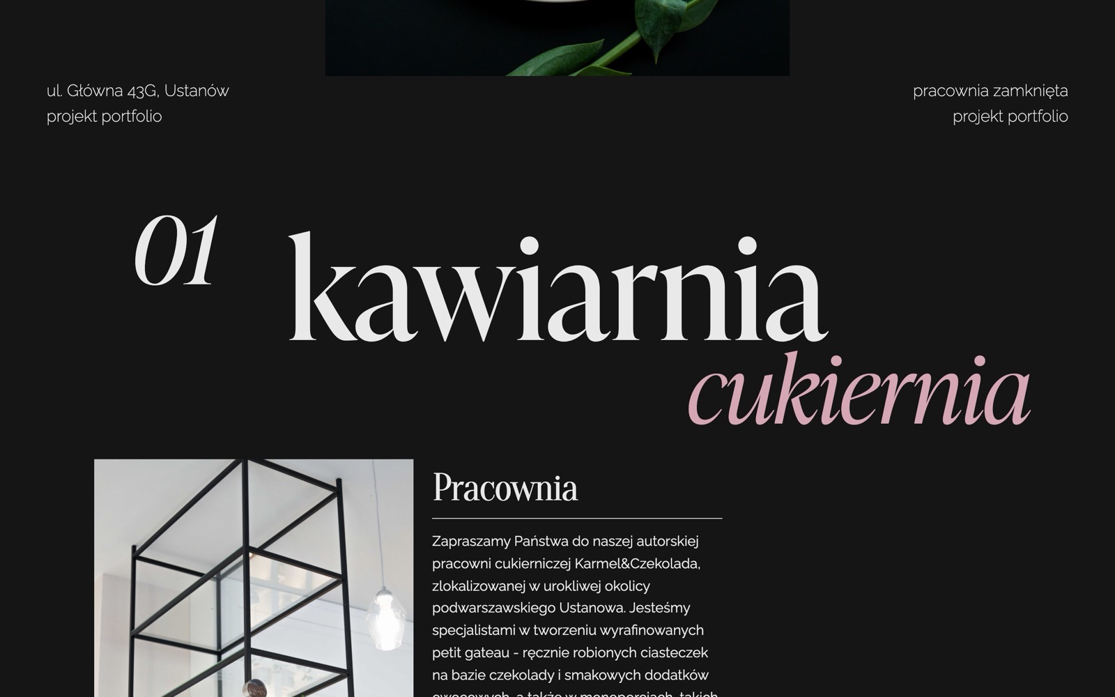 Karmel & Czekolada café section with editorial typography