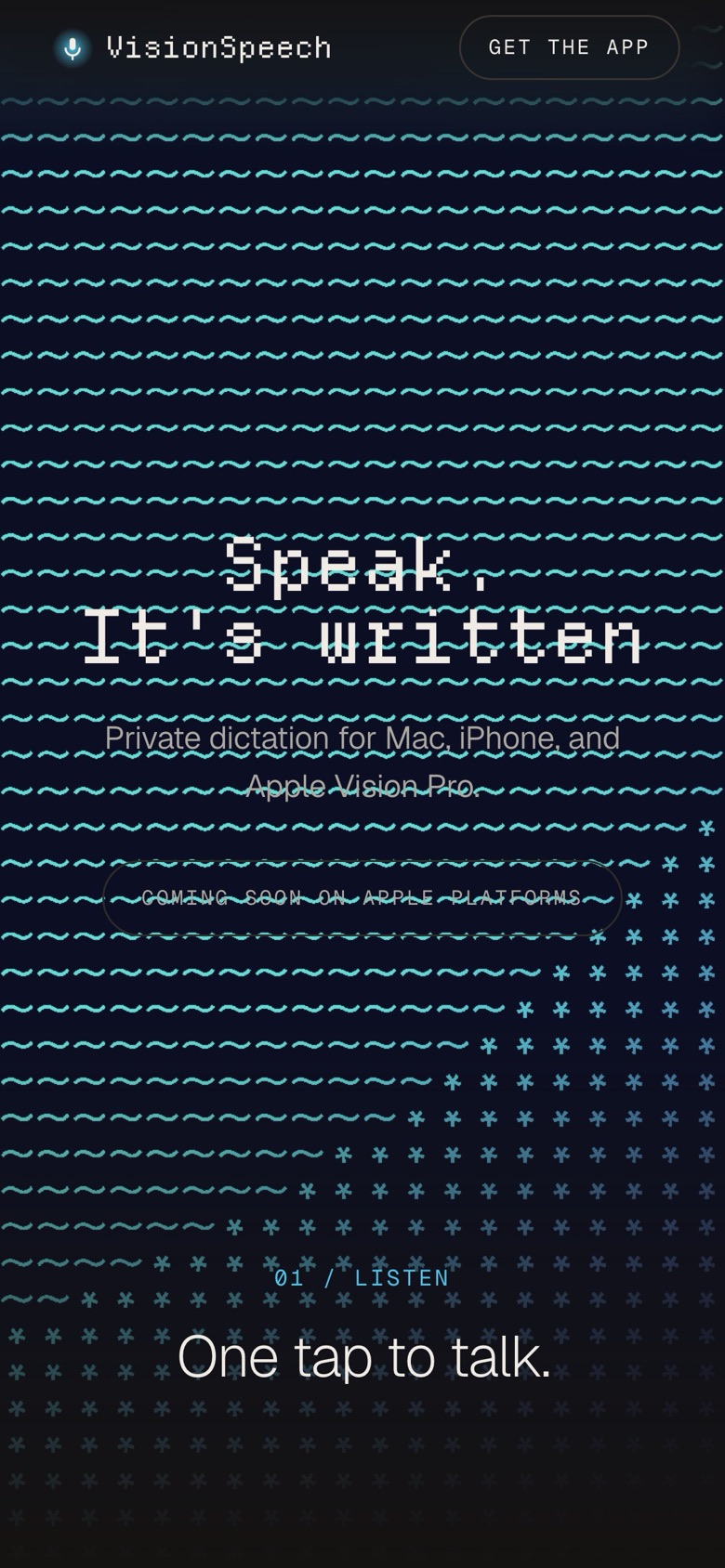 VisionSpeech website on a phone