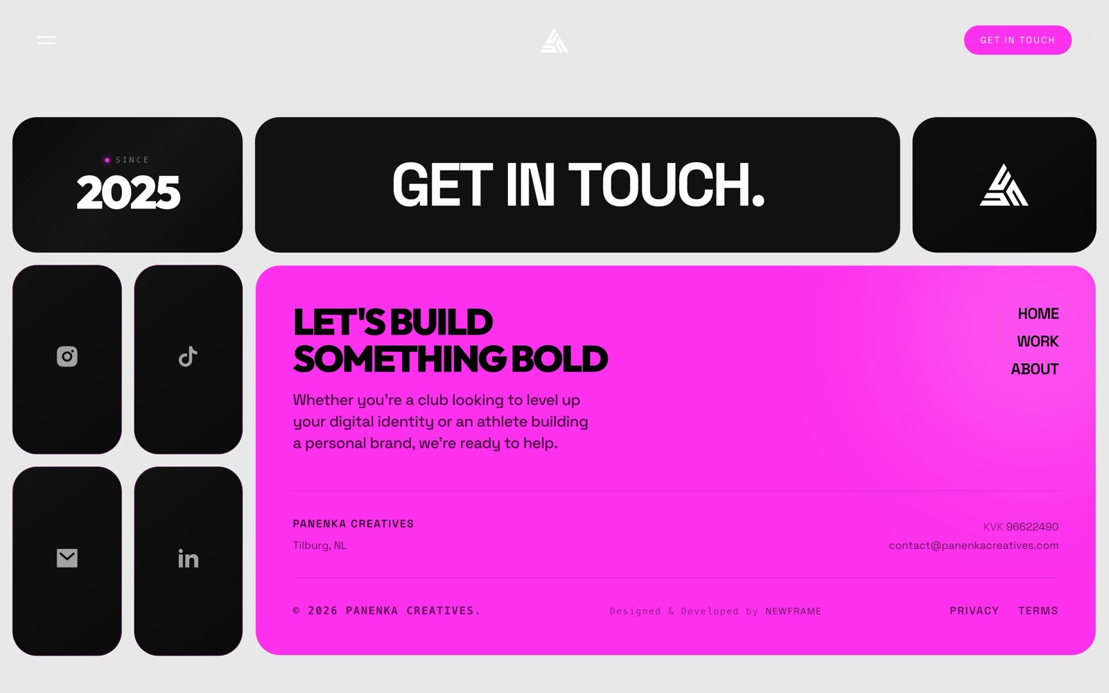 Panenka Creatives contact section