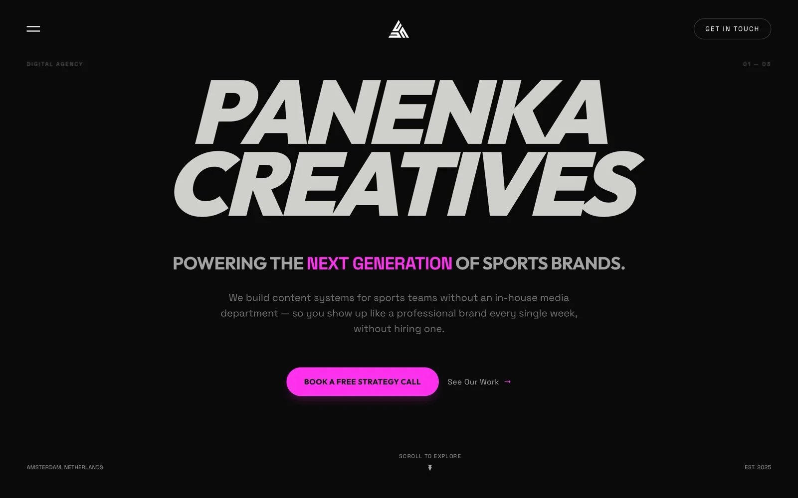 Panenka Creatives homepage